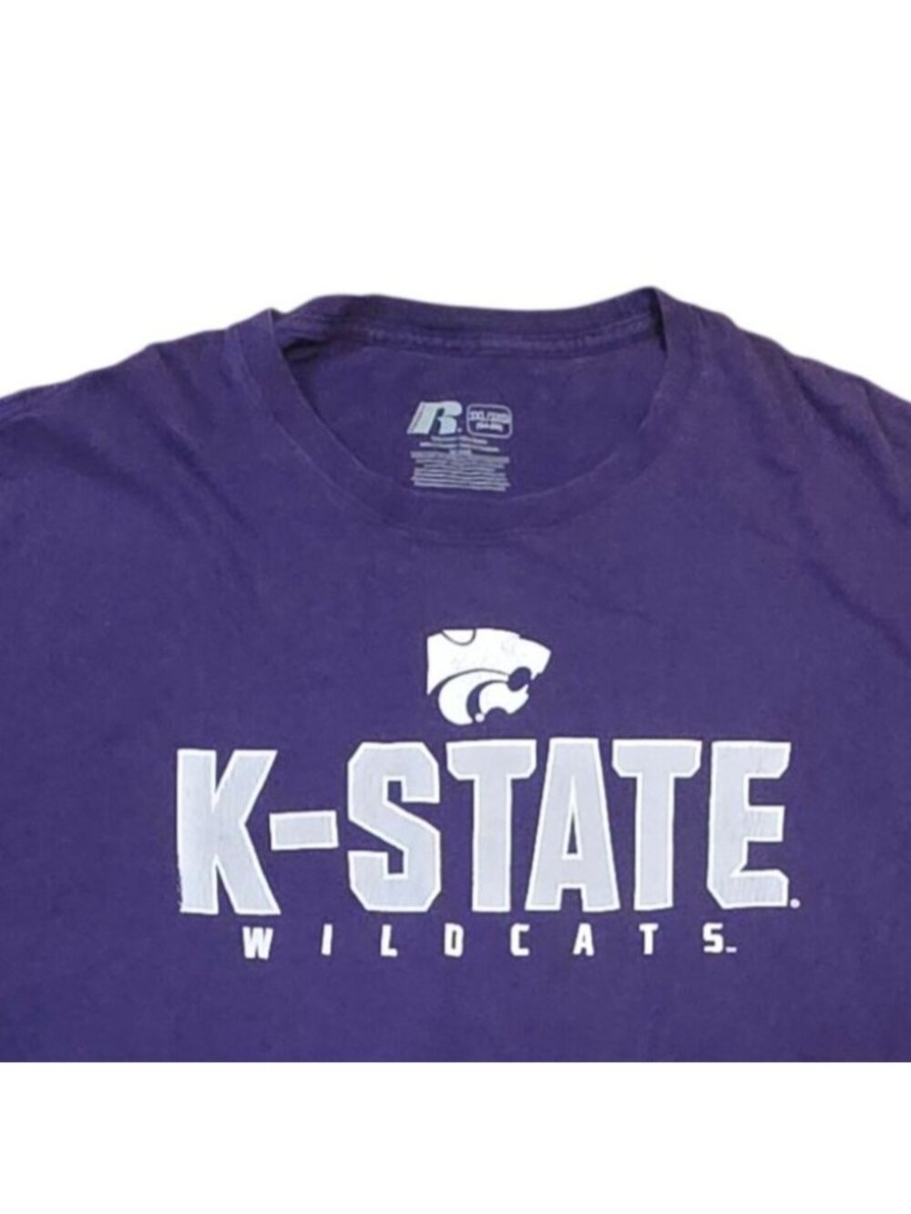K State Wildcats Purple T Shirt 3XL Russell Athletic Cotton AS IS Kansas KSU